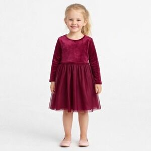 Wonder Nation Velour Tutu Dress Rich Burgundy Girls Small (6–6X) New NWT